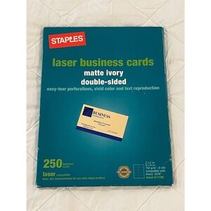 00238 - Staples Laser Business Cards‎ Matte Ivory Double-Sided 250 Count New